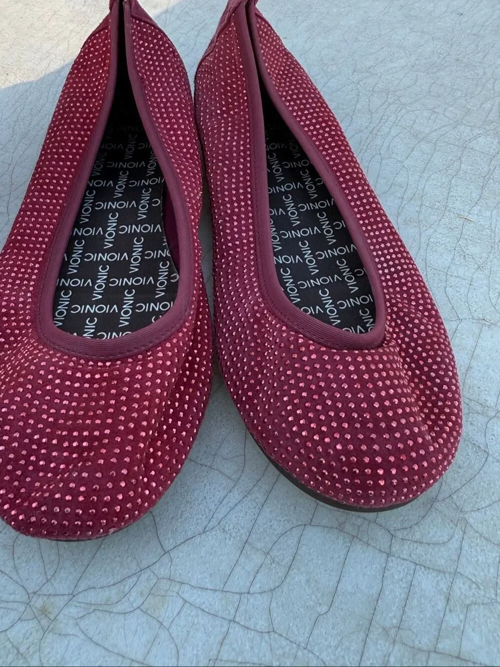 Vionic✅ Willow Sparkle Red Ballet flats